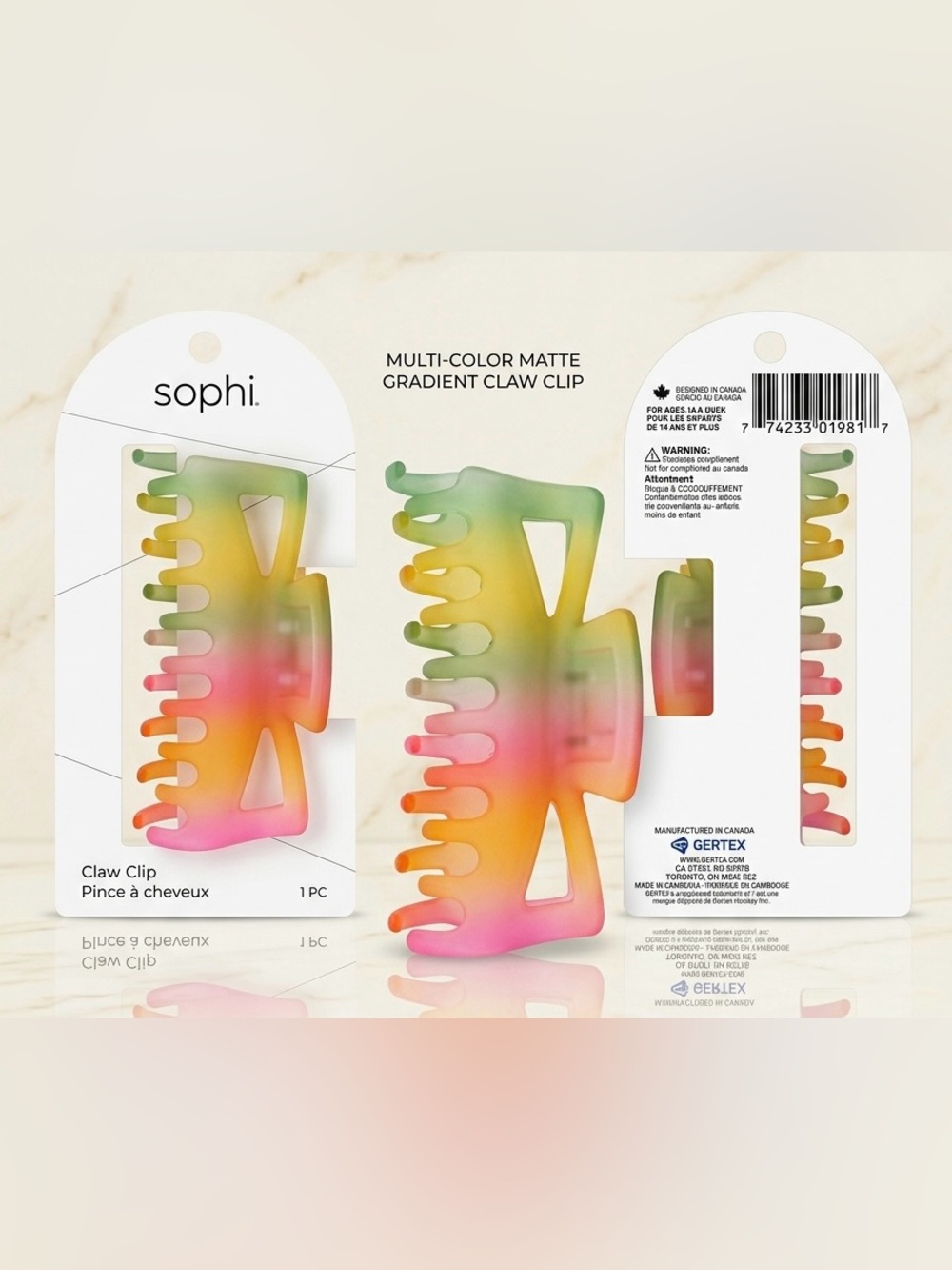 Multi-Color Matte Gradient Claw Clip - Beachy Fade Hair Clip NWT